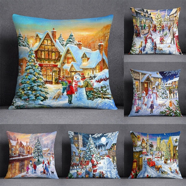 Christmas series pillowcase gifts home office decoration pillowcase bedroom sofa pillow (45cm*45cm)