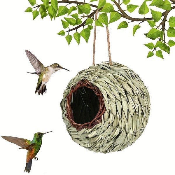 Handcrafted Weaved Hanging Parrot Hummingbird Nest Houses Birds Nest Bird Cage Egg Cage Bird House Outdoor Home Decoration and Gardening