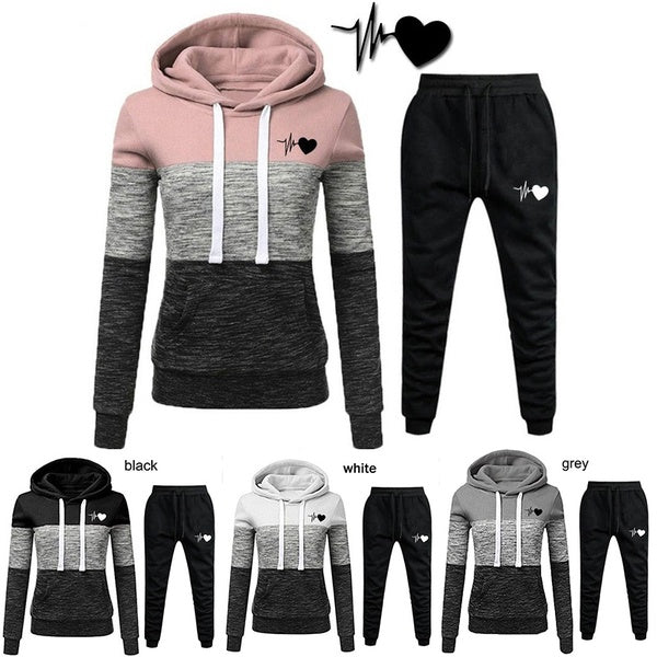 NEW Fashion Womens Casual Hoodies+pants 2 piece Suit Ladies Tracksuits Sports Set Jogging Trousers