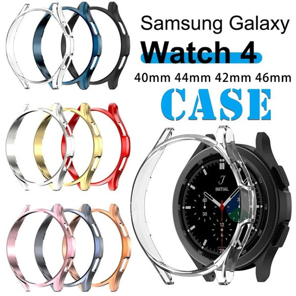 LEIXIUER TPU Case with Film - Case without Film for Samsung Galaxy Watch 4 Classic 46mm-42mm 4 44mm-40mm Plated All-around Anti-fall Screen Protector