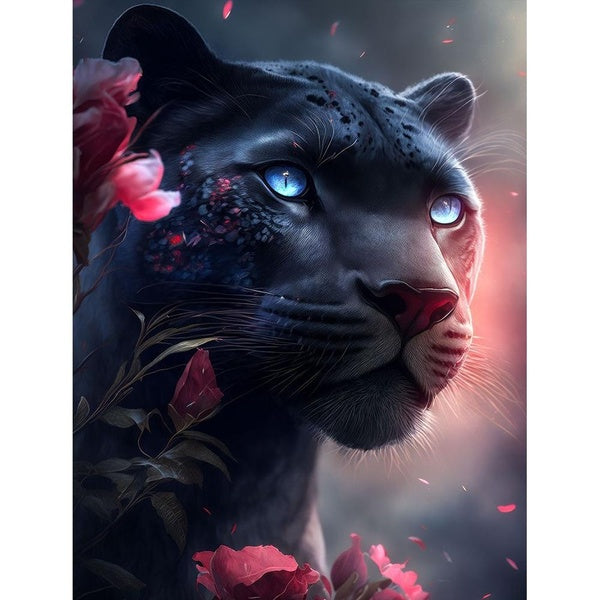 FIYO DIY 5D Black Panther Diamond Painting Full Drill with Number Kits Home and Kitchen Fashion Mosaic Diamond Painting Canvas Wall Decoration Gift C
