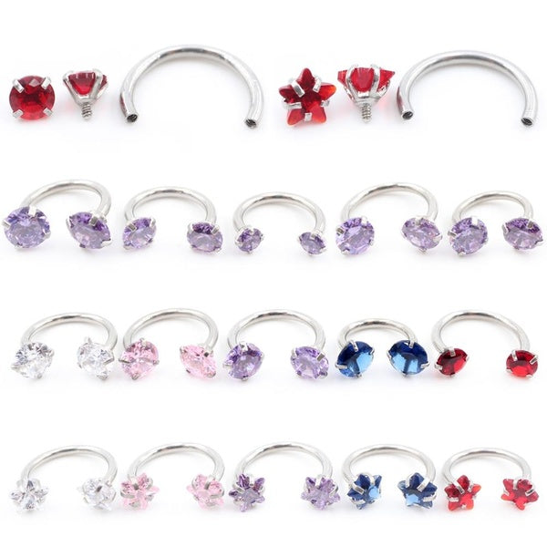 1PC Acier Inoxydable Rond Étoile Zircon Lèvre Labret Nez Anneau Daith Oreille Septum Tragus Cartilage Helix Créole Boucle D'oreille Piercing Bijoux