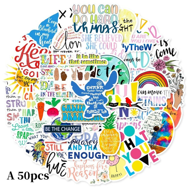 2 styles 10-50pcs Motivational Phrases Stickers Inspirational Life Quotes sticekrs motivational graffiti Stickers for DIY Luggage Laptop Skateboard B