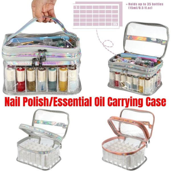Large Capacity Portable Essential Oil Perfume Nail Polish Organizer Carrying Case Holds 35 Bottles for 15ml-0.5 fl. oz Bottle Nail Polish Essential Oi
