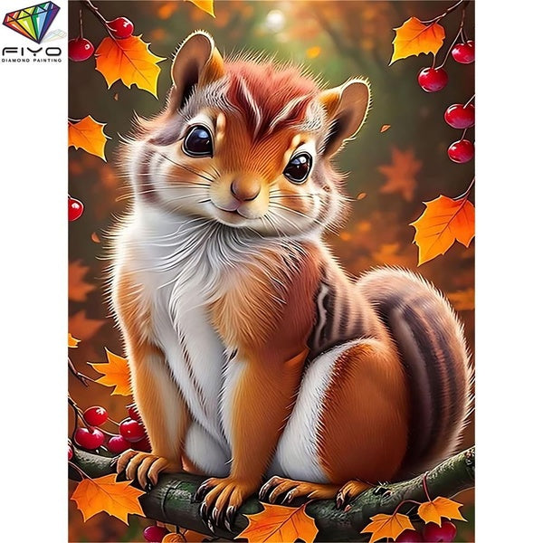 FIYO Squirrels DIY 5D Diamond Painting Full Drill with Number Kits Home and Kitchen Fashion Mosaic Diamond Painting Canvas Wall Decoration Gift Craft