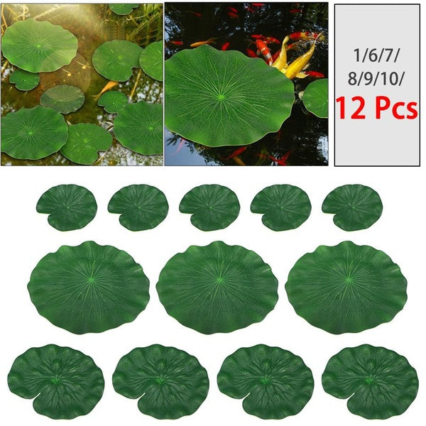 Feuilles de Lotus artificielles vertes flottantes mousse plantes aquatiques nénuphars ornements pour jardin étang piscine Aquarium décoration 12-10-9