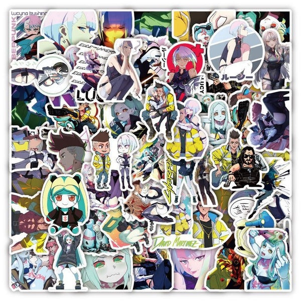 10-52Pcs Cyberpunk Edgerunners Stickers David Martinez Rebecca Cyberpunk Figure Graffiti Stickers for DIY Luggage Laptop Skateboard Motorcycle Bicycl