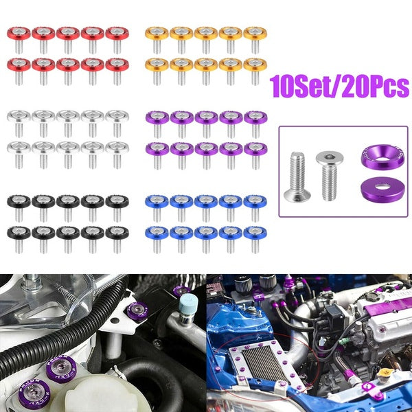20pcs-10set Car Fender Washer Bumper Washer M6x20mm Bolts Screw Engine Bay Dress Up Kit