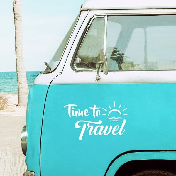 Time To Travel Car Stickers Door Decor Vinyl Waterproof Decals Accessories DIY SUV Camper Motorhome Decoration Parts