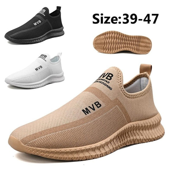 Men Fashion Running Shoes Knitting Breathable Mesh Sneakers Lightweight Tennis Shoes Comfortable Non-slip Walking Shoes Casual