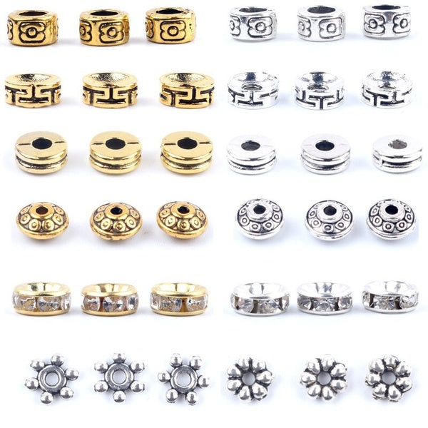 50pcs Gold Rhinestone Rondelles Loose Spacer Beads Metal Crystal Beads for Jewelry Making DIY Charm Racelet Accessories Matron Inn