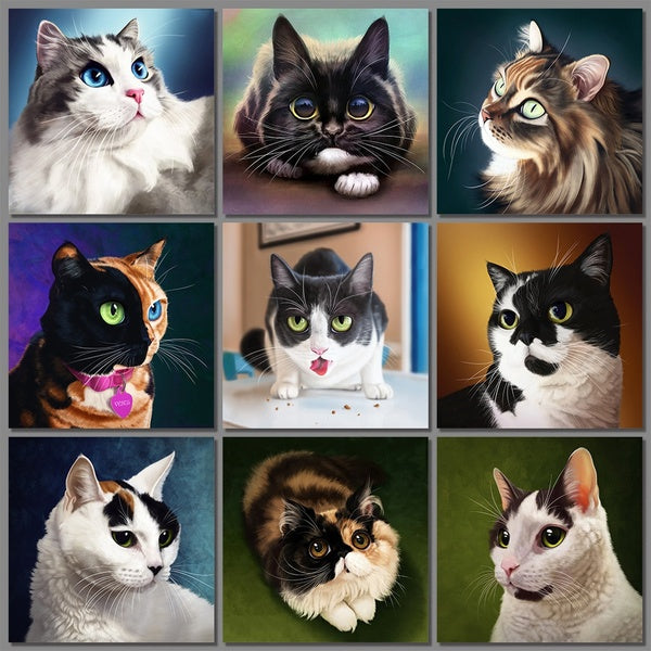 DIY 5D Diamond Painting Cat Full Drill with Number Kits Home Decor Wall Painting The Gift Arts and Crafts for Adults, Teenagers, The Old