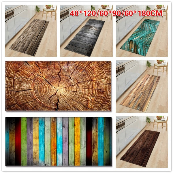3D Retro Wood Grain Area Rug Floor Mat Bath Rugs Anti-slip Kitchen Mats Livingroom Carpet Matron Inn