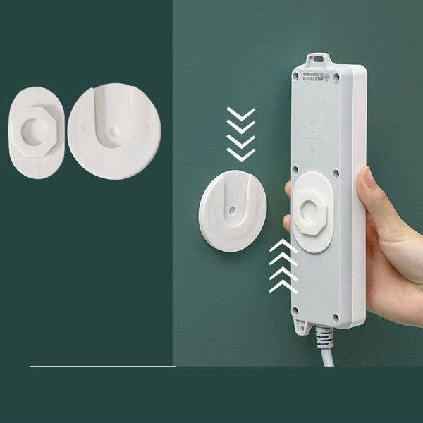 Power Strip Holder Fixator For Hotel, No Hole Plug-in Wall Socket Sticker Fixer, Loading 10Kg-22lb Maximum, For Desk, Wall, WiFi Router, Remote Contr