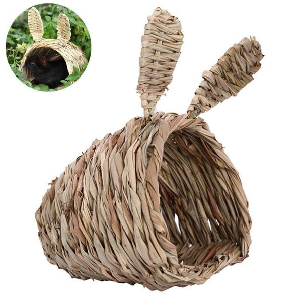 Pet Nest Hedgehog Hamster Cage Straw Hamster Hut Creative Rabbit Bed Hand-Woven Small Animals House Breathable