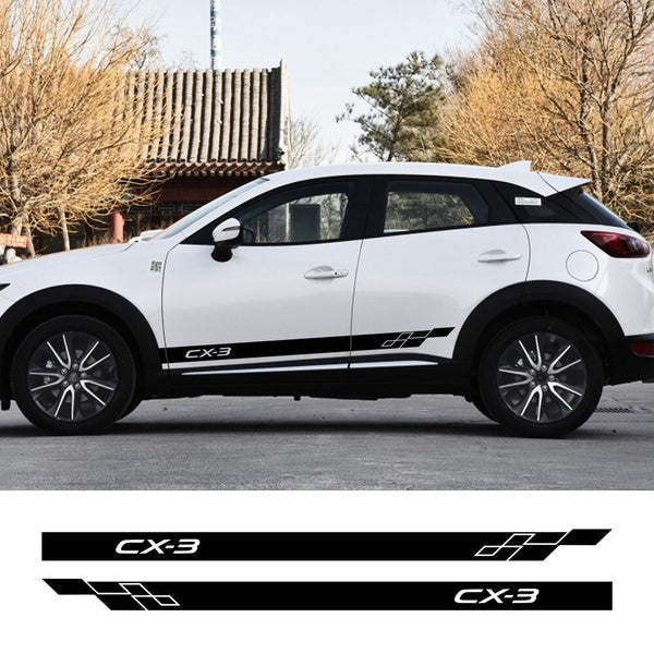 2pcs-lot For Mazda CX-3 Car side Skirt Stickers Styling Vinyl Film Auto Decoration Sport Decals Automobiles Tuning Car Accessories