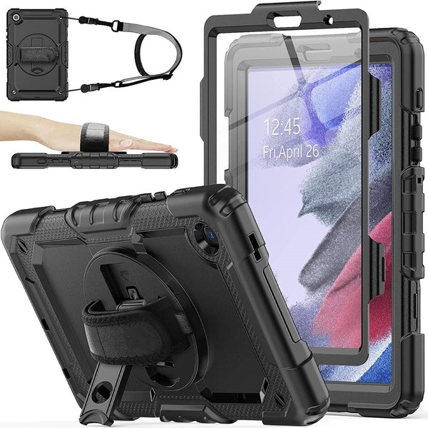 Shockproof Case with Screen Protector Holder [360° Rotating Hand Strap] &Stand, For iPad 7.9"-iPad Mini4 & 5-iPad 9.7"-iPad 10.2"-iPad 10.5"-iPad 10.9"