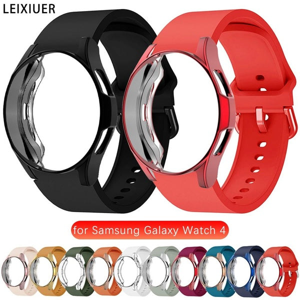 LEIXIUER Silicone Band + TPU Case Without Film for Samsung Galaxy Watch 4 40mm 44mm 4 Classic 46mm 42mm Sport Smartwatch Screen Protector Cover Watch