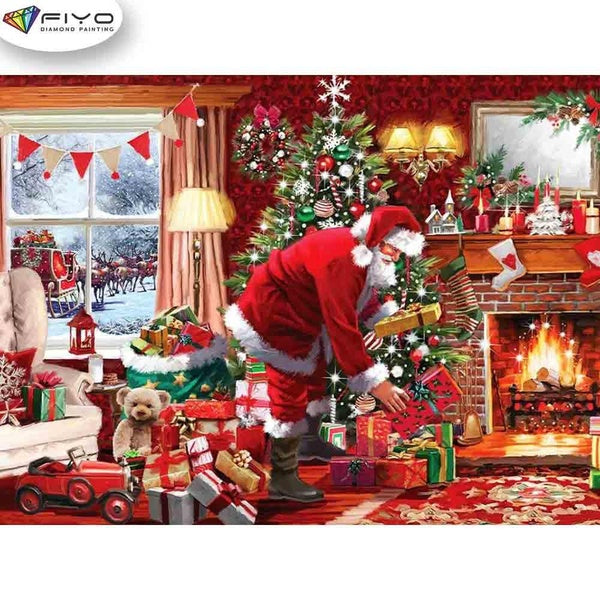 FIYO Father Christmas Diamond Painting Kits For Adults DIY 5D Diamond Mosaic Diamond Painting Home and Kitchen Fashion Canvas Pictures Wall Decoratio