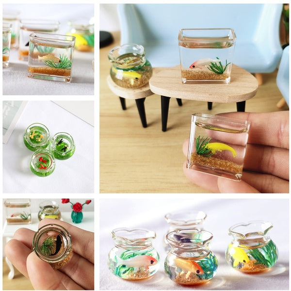 Dollhouse Accessories Mini Fish Tank-Goldfish Bowl Goldfish Bag 1:12 Scale Miniatures Collection Matron Inn