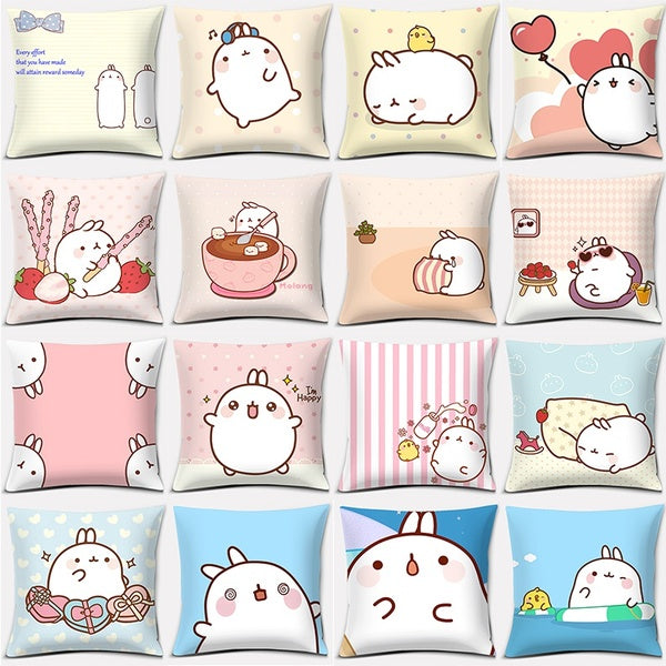 Cartoon Super Cute Rabbit Series Pillow Gift Home Office Decoration Pillow Bedroom Sofa Car Cushion Cover Pillowcase (45 cm * 45 cm)