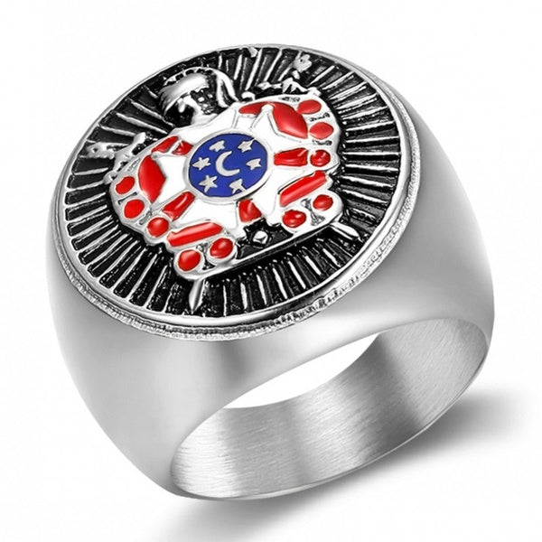 Men's Fashion Jewellery Titanium Steel Masonic Demolay Retro Ring Szie 7-15
