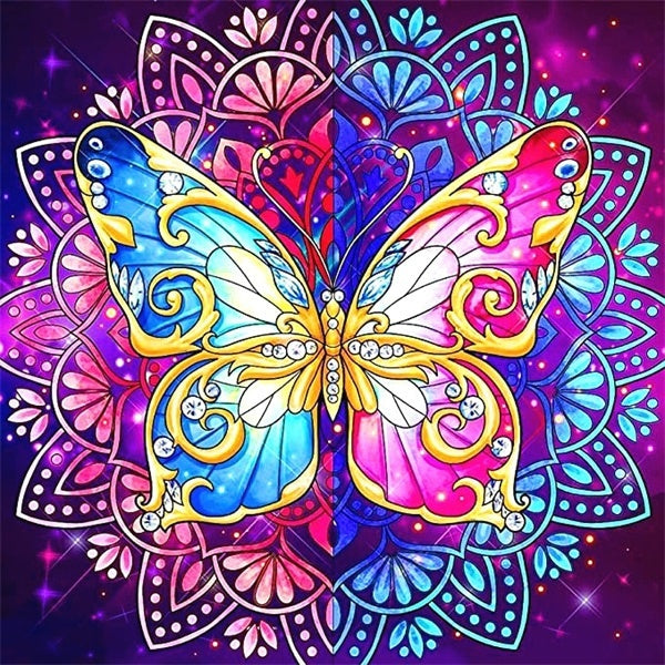 Butterfly DIY 5D Diamond Painting Full Drill with Number Kits Home and Kitchen Fashion Crystal Rhinestone Cross Stitch Embroidery Paintings Canvas Pi
