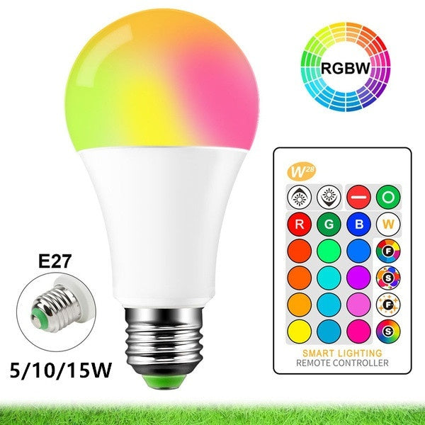 L'ampoule E27 RVB LED allume la lampe colorée RVB LED variable de 5W 10W 15W avec la télécommande IR