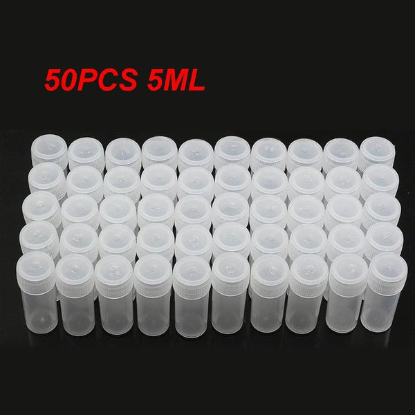 50pcs 5g Bouteille en plastique vide Stockage de conteneurs de liquide 5 ml avec bouchons à vis Tubes à essai Bouteilles Flacons []