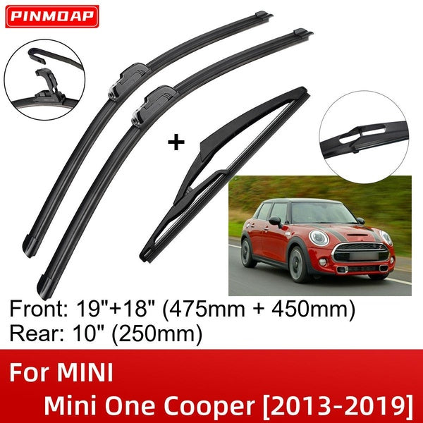 Car Wiper Blades For MINI Mini One Cooper S D Hatch F55 F56 2013-2019 19" 18" 10" Front Rear Wiper Blades Brushes Cutter Accessories 2013 2014 2015 2