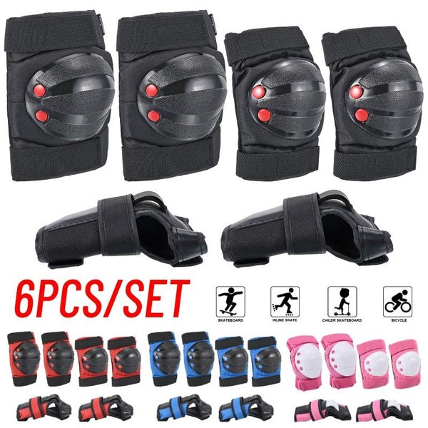 6PCS-SET Adult-Kids Knee Pads Elbow Pads Wrist Guards 6 In 1 Protective Gear Set for Outdoors Sports Cycling Skating Skateboarding Scooter