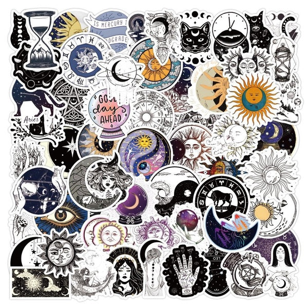 10-60pcs Moon Stickers Aesthetic Moon Vinyl graffiti Stickers for DIY Luggage Laptop Skateboard Motorcycle Bicycle Sticker