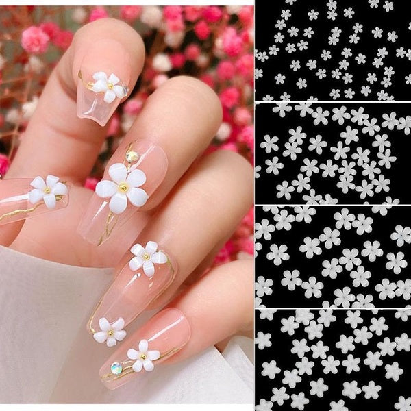 1 Bag Acrylic Small Flower Nail Charms Mixed Size Nails Rhinestones Gold Silver Gem Manicure Nail Art Decoration Accessories