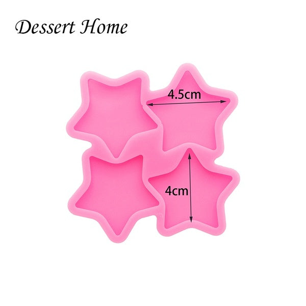 DY1127 Shiny 1.7in 4-hole Star Badge Reel Champignon Moules en silicone, Résine Art Diy Silicone Téléphone Grip Moules, Epoxy Clay Polymer Moule, Cho
