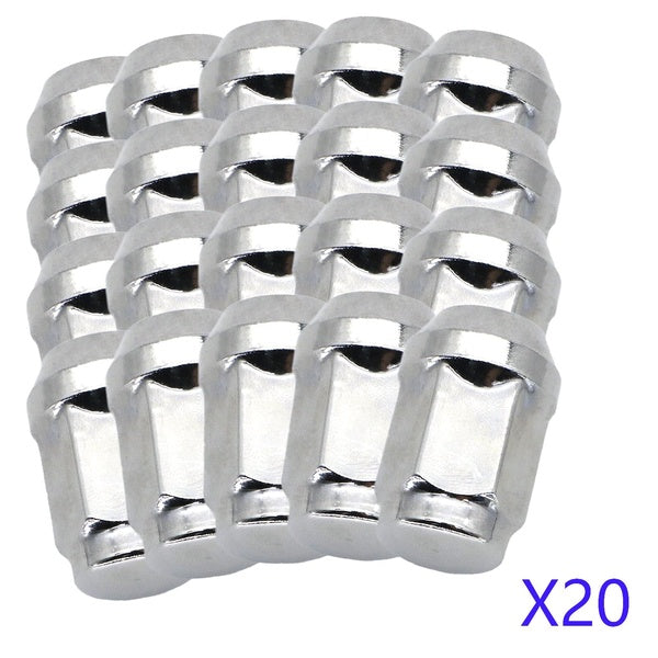 20pcs Car Chrome Steel Wheel Lug Nuts 1-2"-20 60 Degree Tapered 32mm For Jeep Grand Cherokee Commander Wrangler Ford Mustang GT