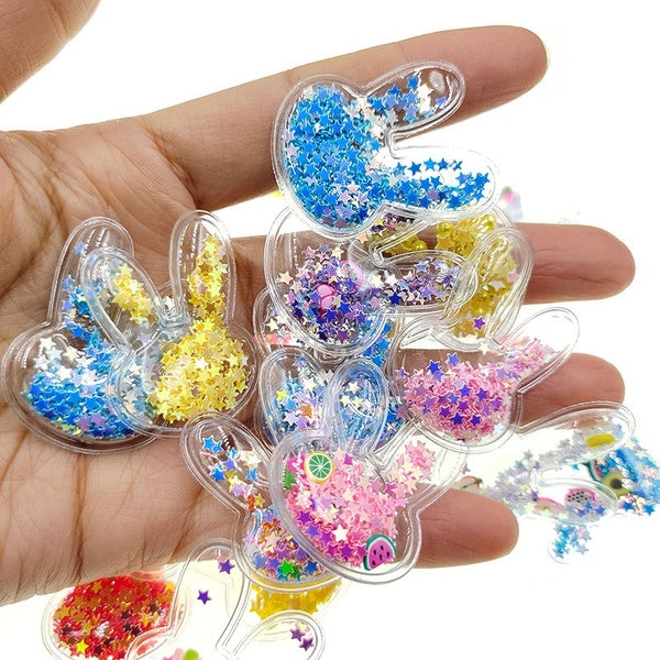 10Pcs Rabbit Filling Shake Fruits Clay & Crystal Diamonds Appliques for DIY Headwear Hair Clips Band Bow Accessories