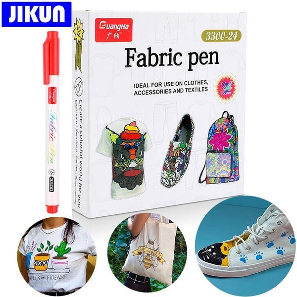 12-24 Colors Marker For Fabric Brush Paint Pen Clothes Textile DIY Crafts T-shirt Graffiti Pigment Painting Markers Tool