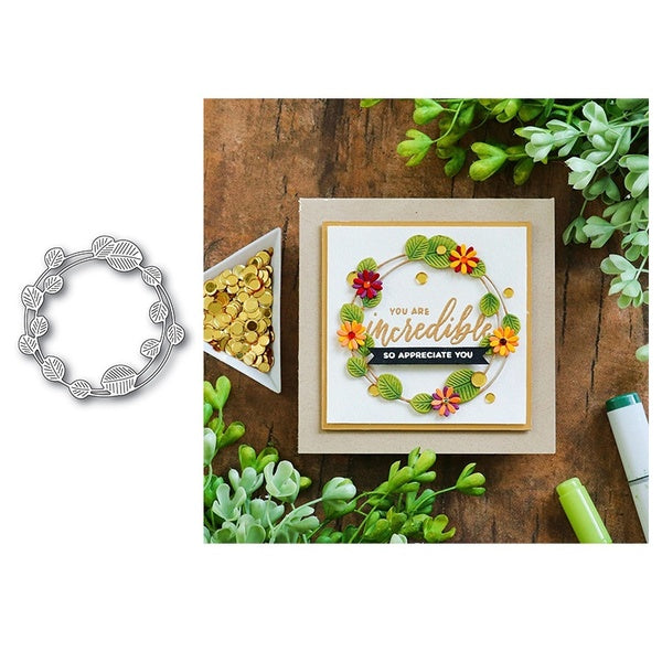 New Arrival Circle Leave Metal Cutting Dies Stencils for Scrapbooking-photo Album Stamps Decorative Embossing DIY Cards