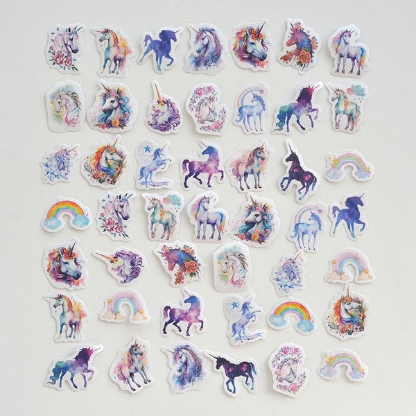 Étiquettes autocollantes Style licorne mignonnes, étiquette Scrapbooking, scellage, décor pour journal intime, 46 pièces