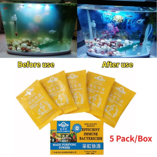 5Pack-Box Aquarium Water Magic Purifying Powder Fast Water Cleaning Fish Tank Purifier Aquarium Accessories