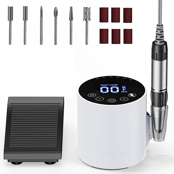 Professional Electric Nail Drill Machine 6 in 1 Kit, 35000 RPM Nail File for Acrylic Gel Nails, Manicure Pedicure and Polishing Shape Tools, for Home
