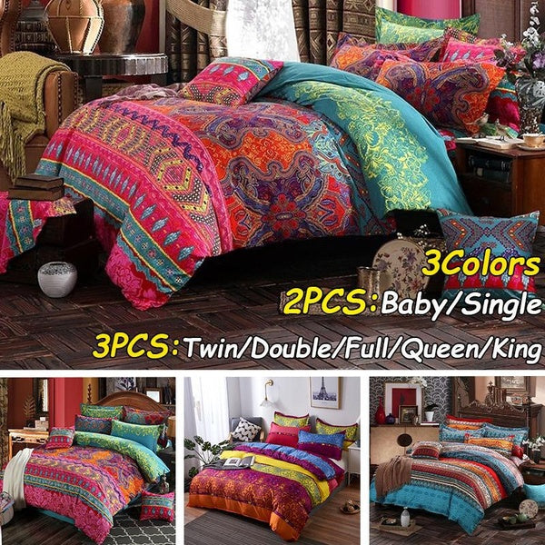 3colors 3D Oil Painting Duvet Cover Set Home Decor Bohemian Duvet Cover with Pillowcase Quilt Cover Bedding Set 2-3 Pcs Bedding Set (Baby-Single-Twin