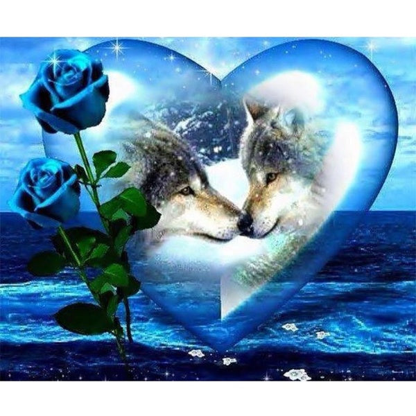 5D DIY Diamond Painting Kits for Adults Full Drill Animal Wolf and Flower Love Cross Stitch Arts Craft Canvas for Home Wall Decor Gift