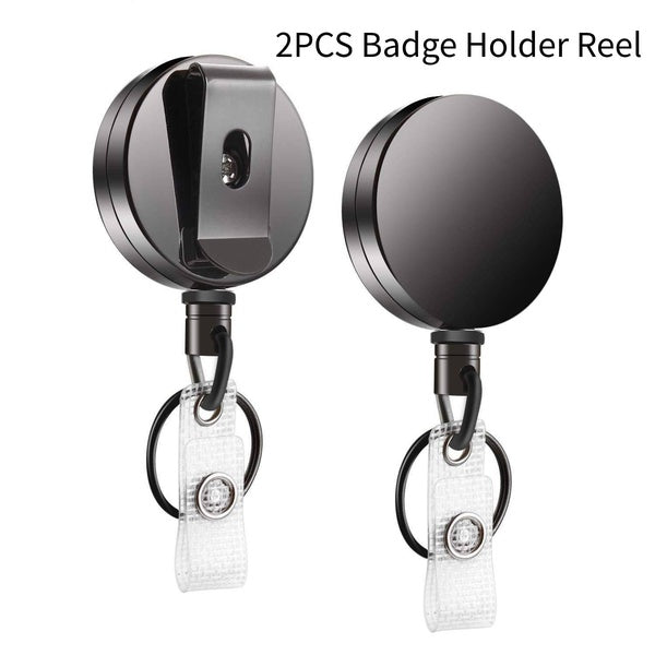 2 pièces porte-badge bobine porte-clés rétractable tirer porte-clés ceinture recul Clip ID nom carte métal alliage de zinc robuste bureau lanière