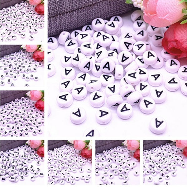 200pcs 4x7mm 26 Letter Beads Round Shape Beads Alphabet Letter Charms for Make Jewelry Accessories