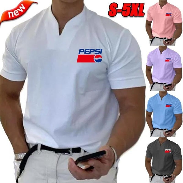 New Men's V-Neck Polo T-Shirts Solid Color Short Sleeve Business Casual T-Shirts Sports Golf Tennis T-Shirts Plus Size Summer Daily Men's Tops S-5XL