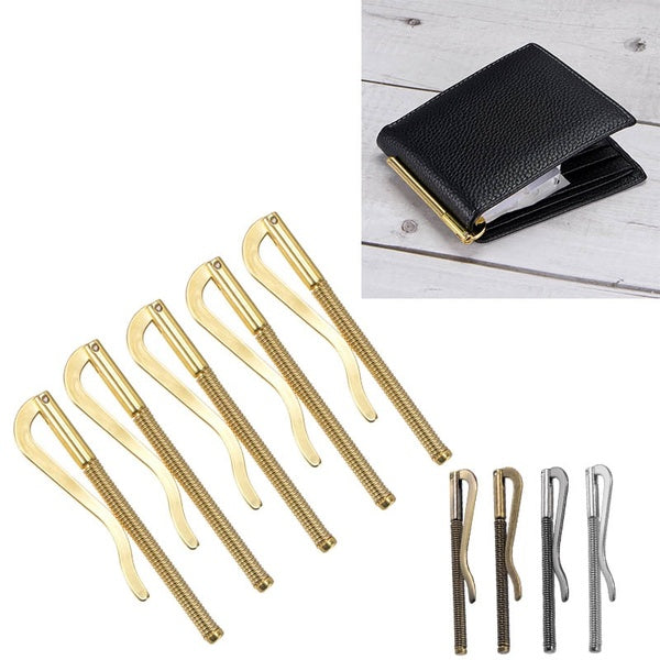 Pinces à billets 80-75 mm en métal fin ouvert porte-bobine pince pour portefeuille carte de crédit cuir artisanat, or-noir-laiton-argent-bronze paque
