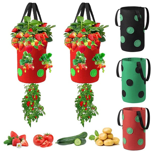 3 Gallon Planting Grow Bag Hanging Strawberry Grow Bag Nonwoven Fabric Vertical Garden Hanging Plant Bag Vegetable Potato Planter Bag