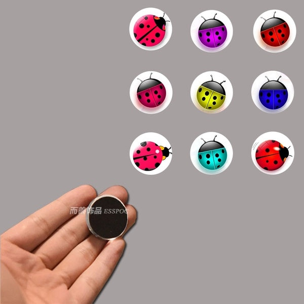 9 PCS Ladybug Glass Fridge Magnets Sticker Kitchen Home Decor Accessories Refrigerator Magnetic