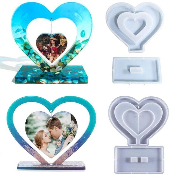 2styles Heart Shape Photo Frame Molds Set for Resin Epoxy Plaster Cement Casting